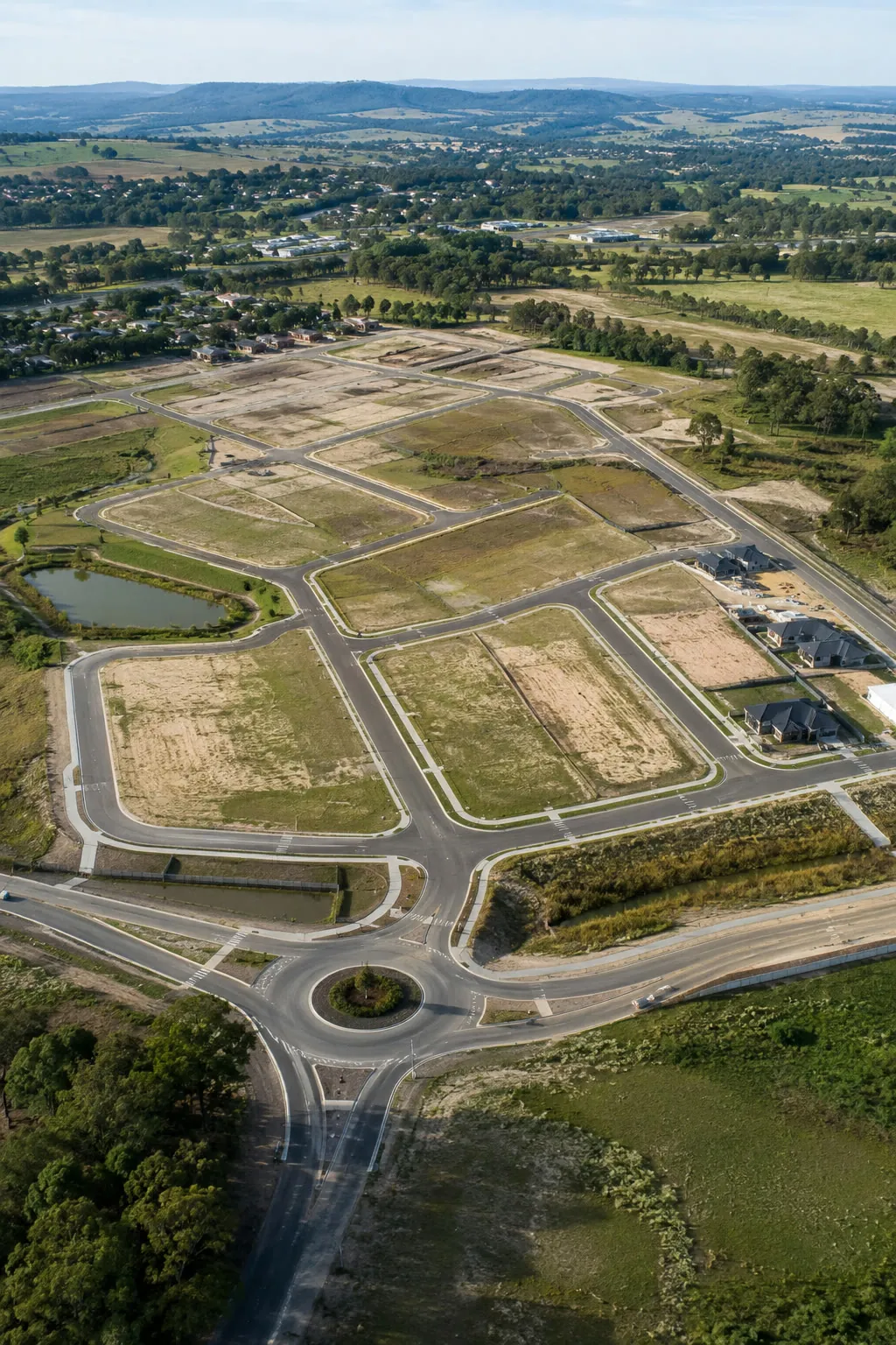 Aerial view of a new residential subdivision