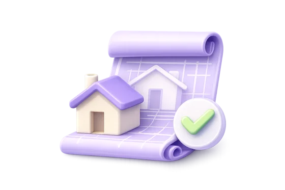 Approved building plans with a tick