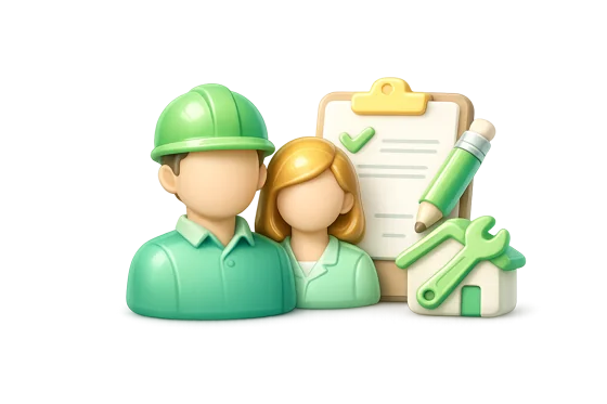 Two engineers with a clipboard and tools